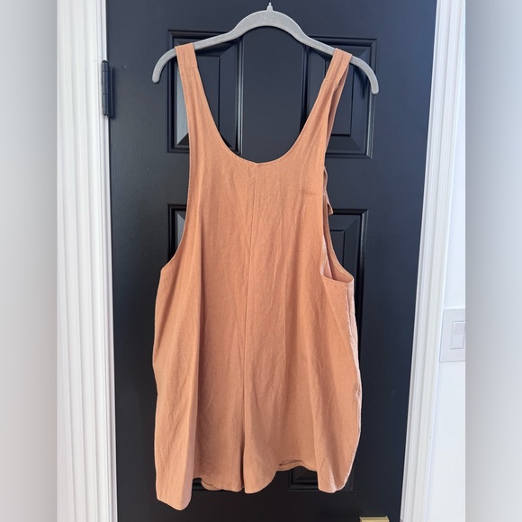 Yeokou Women's Cotton Linen Overall Romper Adjustable Tie Straps w/Pockets NWOT - Picture 6 of 6